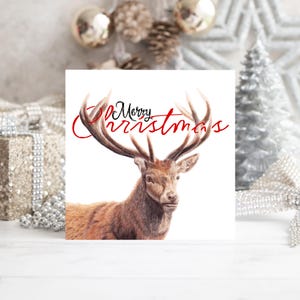 Hirsch Frohe Weihnachten Karte | Hirsch Karte | Weihnachtskarte | Luxus Weihnachtskarte | Denken an Sie zu Weihnachten | Wildtier-Karte | Innen leer