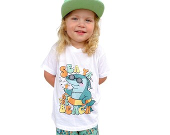 Children’s Shark Shirt Kid Shark Birthday Tee Kids Beach Wear Beach Party Outfit Shark Tee Shirt Toddler T Shirt Shark Baby T-Shirt Shark