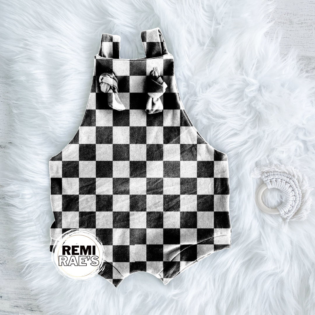 Black and white check cheap dungarees