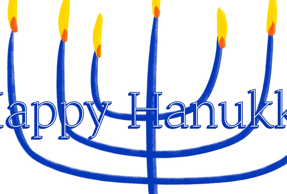 Happy Hanukkah Printable Card w/ CandleGreeting Hanukkah Etsy