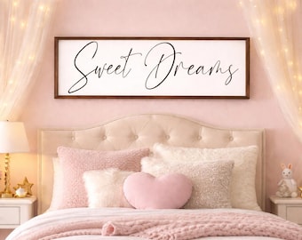Sweet Dreams Wood Sign, Modern Farmhouse Bedroom Decor