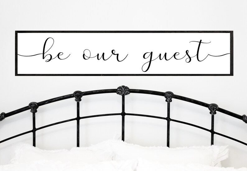 Be Our Guest Sign Above Bed Be Our Guest Wood Sign Sign For Guest Bedroom Guest Room Wall Decor Farmhouse Wall Farmhouse Sign Wall Hangings Signs Aloli Ru
