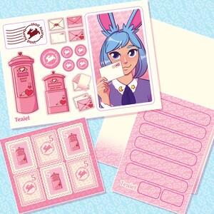 Bunny Post Papelería Set - ¡Conjunto de cartas ecológicas de estética linda y kawaii para correo postal, diario, agenda y más!