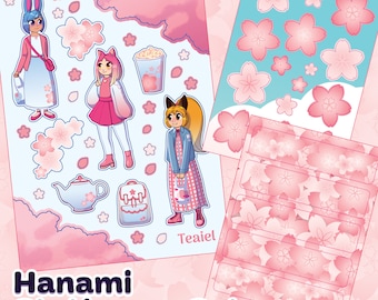 Hanami Sakura Stationery Set – Cute Journaling Stickers, Happy Mail