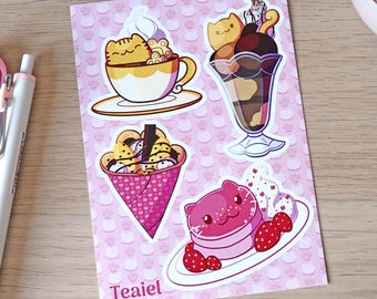 Kawaii Cat Cafe Sticker Sheet: Colourful Planner Stickers