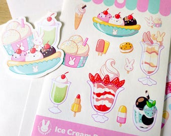Ice Cream Parlour Stationery Set – Cute Journaling Stickers & Papers