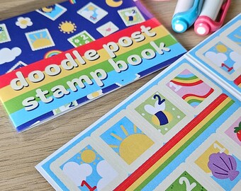 Doodle Post Stamp Sticker Set: Rainbow Journal Planner Stickers