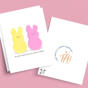 Cartão imbecil de Marshmallow Peep para impressão, cartão fofo de feliz primavera, cartão de coelhinho da Páscoa feito à mão, Páscoa sarcástica, cartão engraçado, Marshmallow Peep