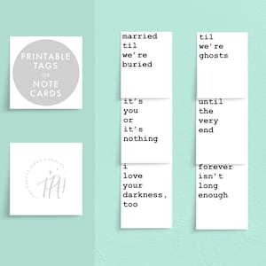 Mini tarjetas de felicitación imprimibles para parejas, tarjeta del día de San Valentín, tarjeta de aniversario, para esposa marido, gótico, amor oscuro, cumpleaños, etiqueta de regalo