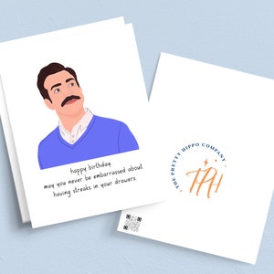 Printable Ted Birthday Card, Funny Birthday Card, Lasso Card, Birthday Humor, Pop Culture, Handmade, Card For Friend, Card For Wife