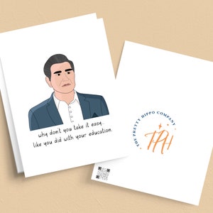 Tarjeta de felicitación de graduación de Johnny imprimible, Graduado universitario, Graduado de secundaria, Tarjeta de cultura pop, Schitts Creek, Humor de graduación