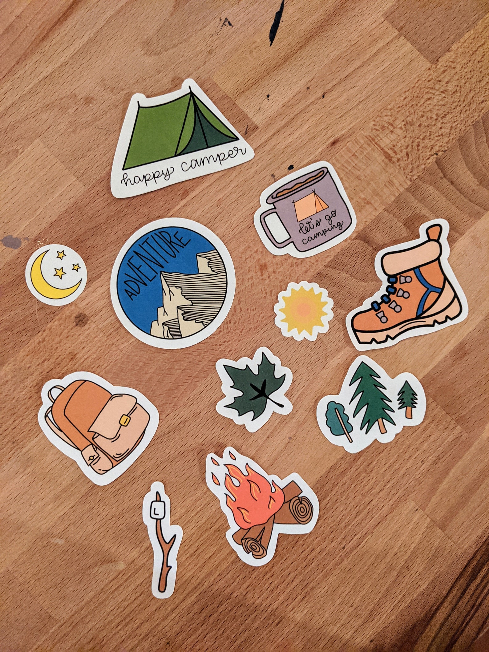 Camping Sticker Pack Etsy