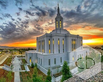 Pocatello LDS Temple Photo Print; Canvas Print; Idaho Sunset Photo; Church of Jesus Christ of Latter-day Saints; LDS Art; Temple Photo