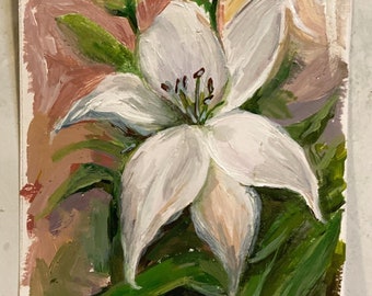 Original Lily acrylic mini Painting; Hand Painted; Ready To Ship; Flower Painting; Original Artwork