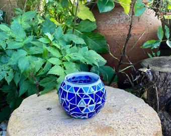 Handmade Tealight Holder, Blue