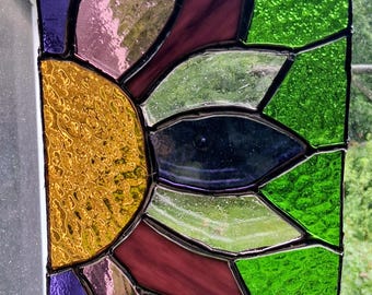 Stained Glass Art, Purple Flower Suncatcher Window Decor, Coneflower