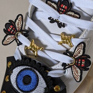 Roller Skate Shoe Patch Laces accessories Queen Bee Busy Bee Flower Charm