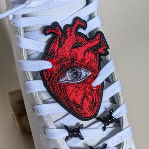 Roller Skate Shoe Patch Laces accessories Eye Heart Red bleeding Evil eye Protection