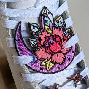 Roller Skate Shoe Patch Laces accessories Flower Moon Crystals Spiritual Witch Queen