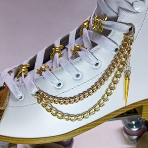 Strap Chain Spikes -  Double chain in Gold or Silver - Harness Charm- Roller skate accessories: sold individually or pair