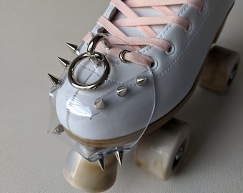 Roller Skates Toe cap cover guard- THICK Clear transparent Vinyl, Silver ring