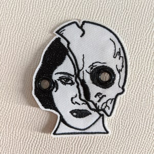 Roller Skate Shoe Patch Laces accessories Half Human Half Skull Woman -Black and White