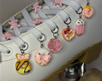 NEW STYLES Roller Skate shoe lace accessories food charms cupcake, cookie, donut, icecream