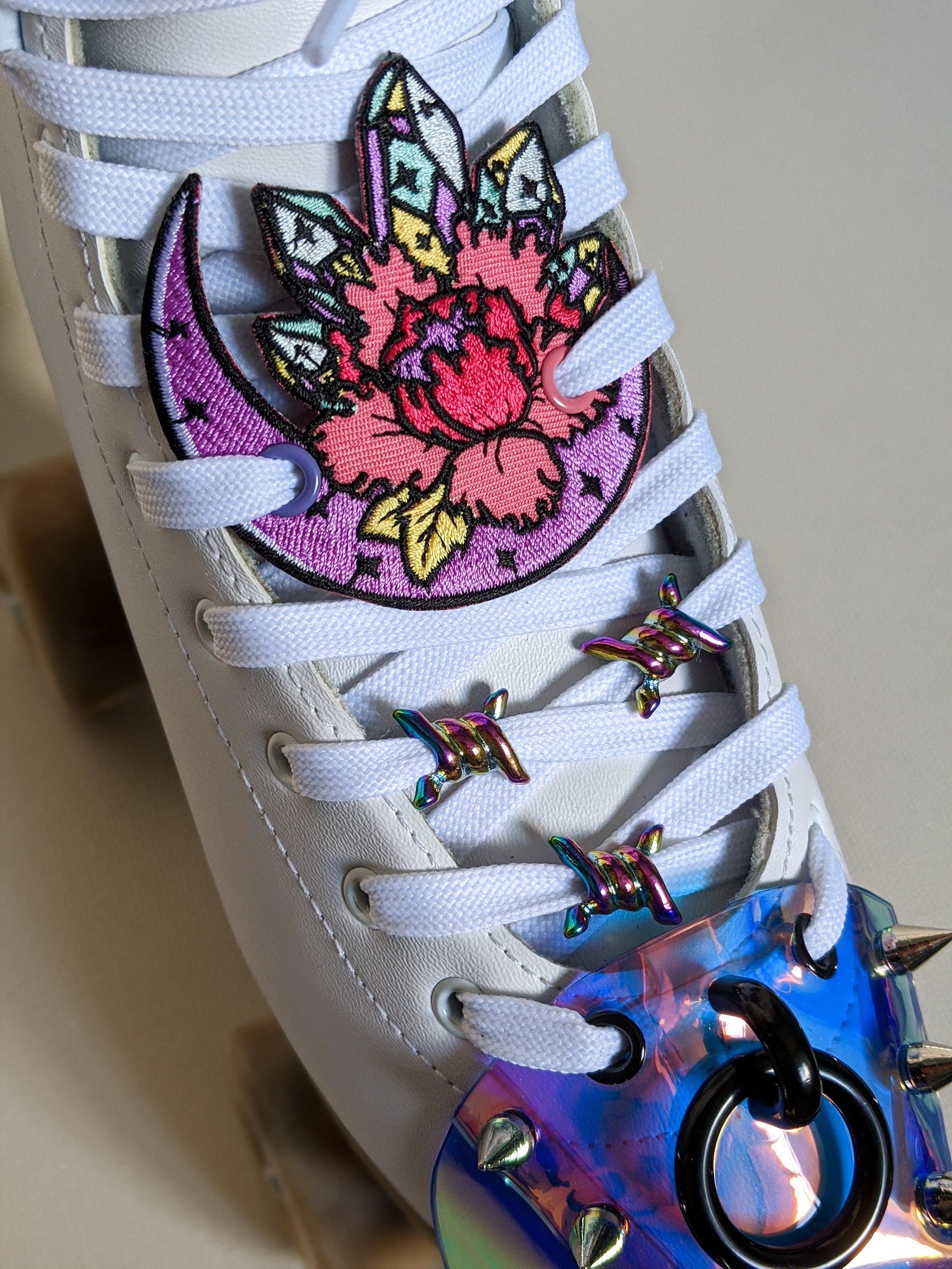 Roller Skate Shoe Patch Laces accessories Flower Moon Crystals Etsy