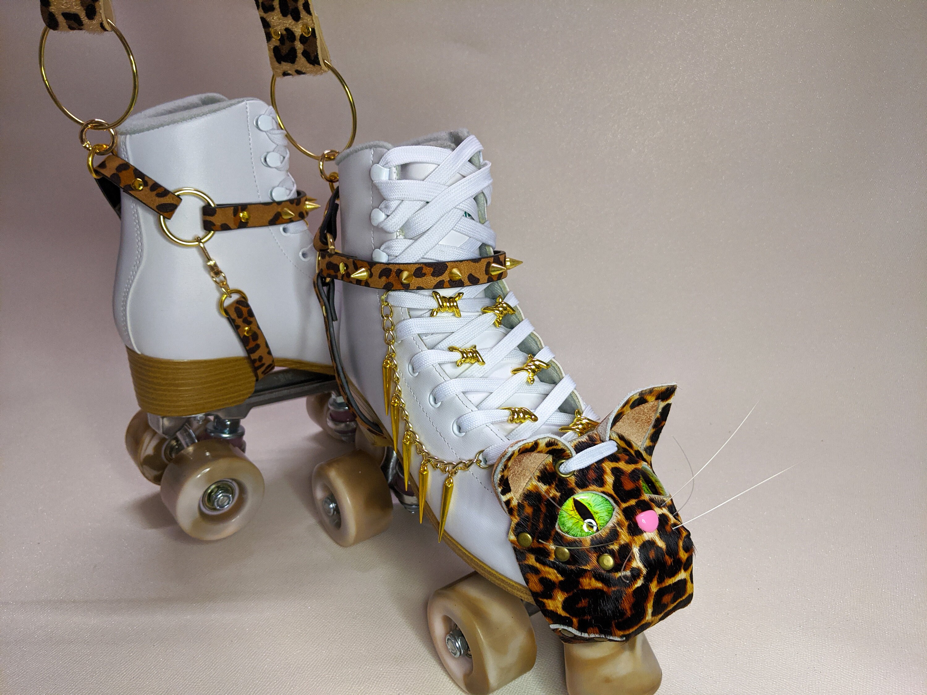 Roller Skate Harness Strap Leash Carry Gold Fuzzy Leopard Etsy