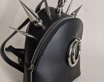 Mini Vegan Leather Backpack Giant Spikes, O Ring - Etsy display picture 1