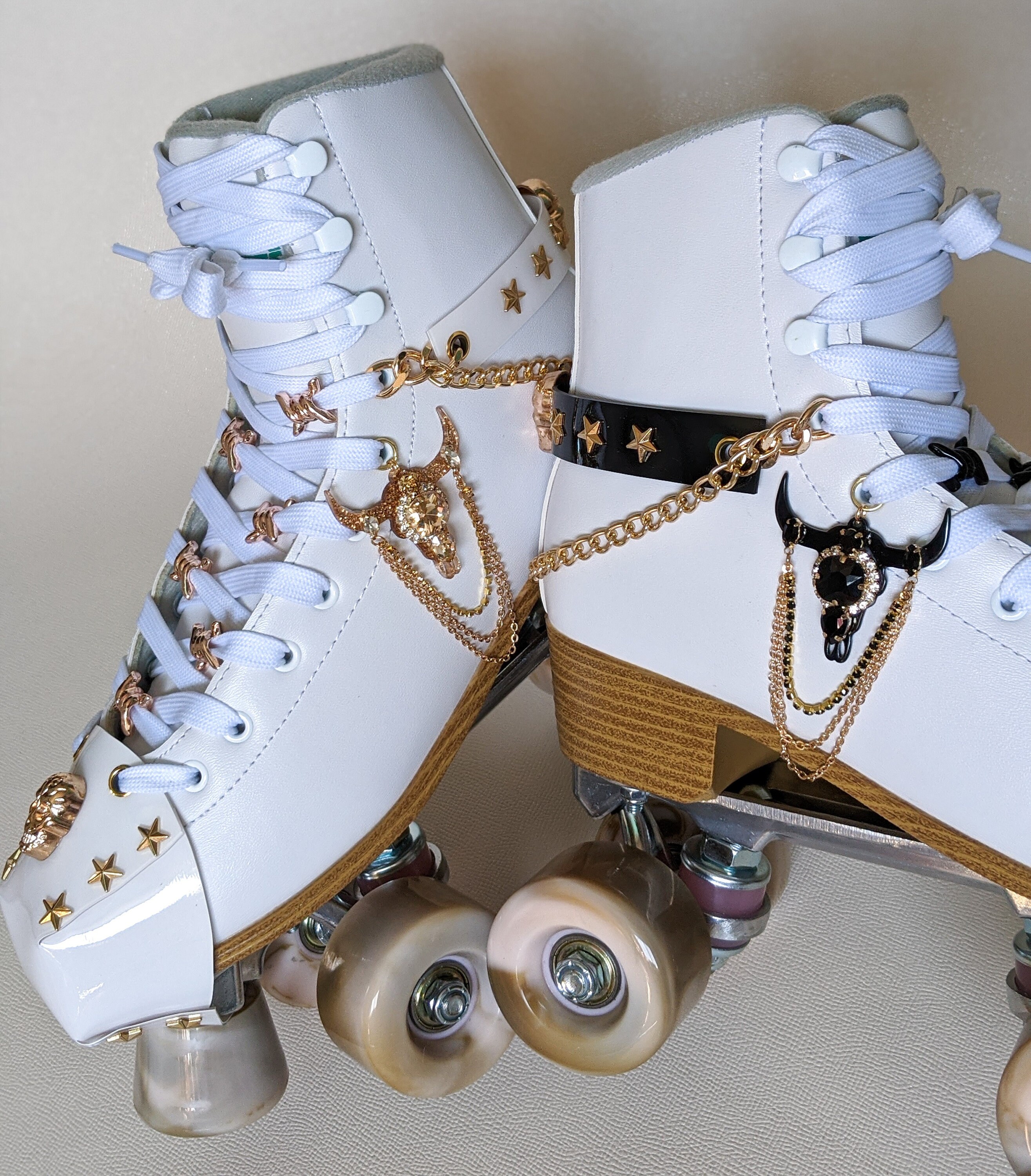 Roller skate boot shoe lace accessory charm Black and Gold Etsy