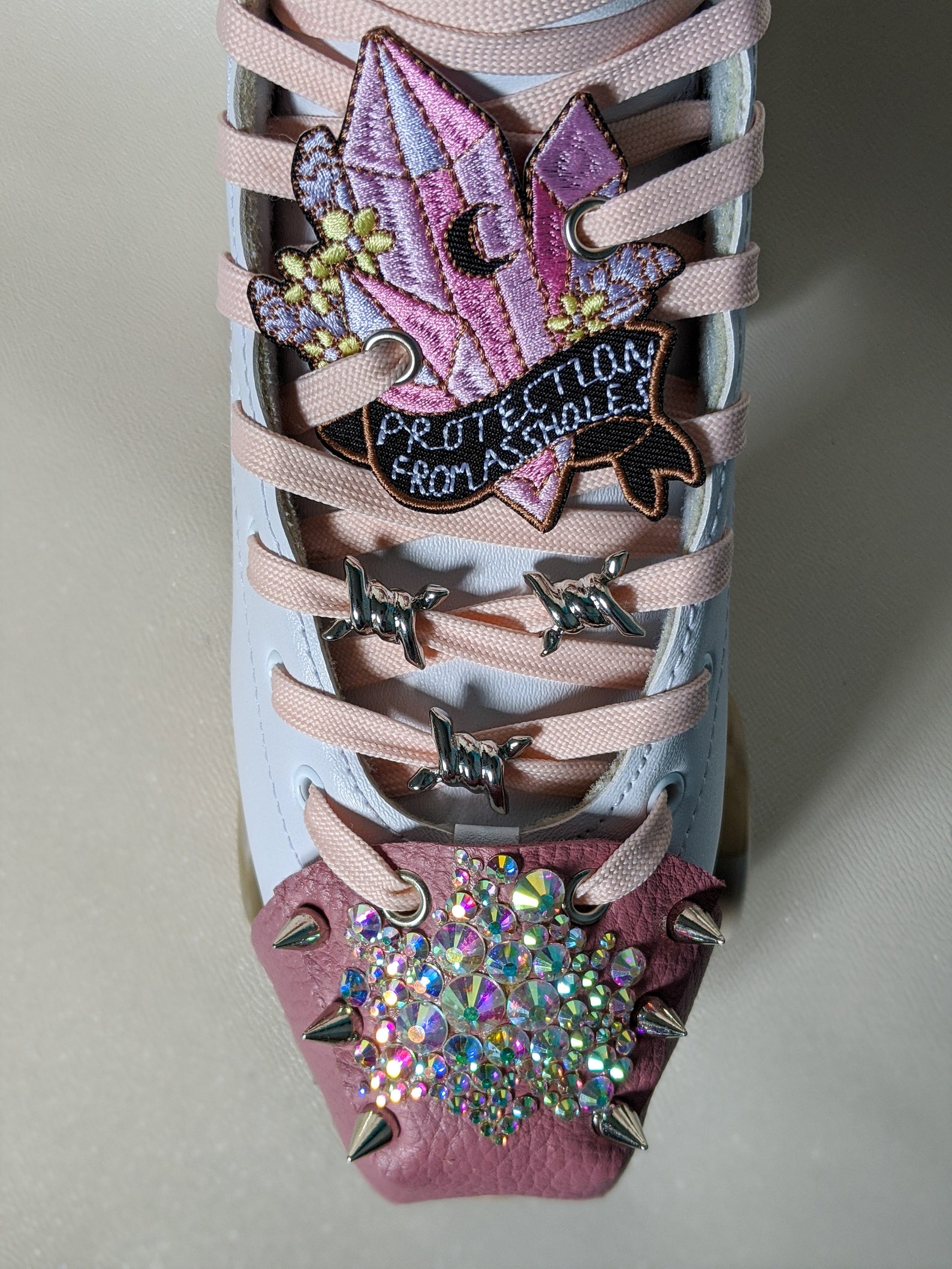 Roller Skate Shoe Patch Laces accessories Flower Moon Crystals Etsy