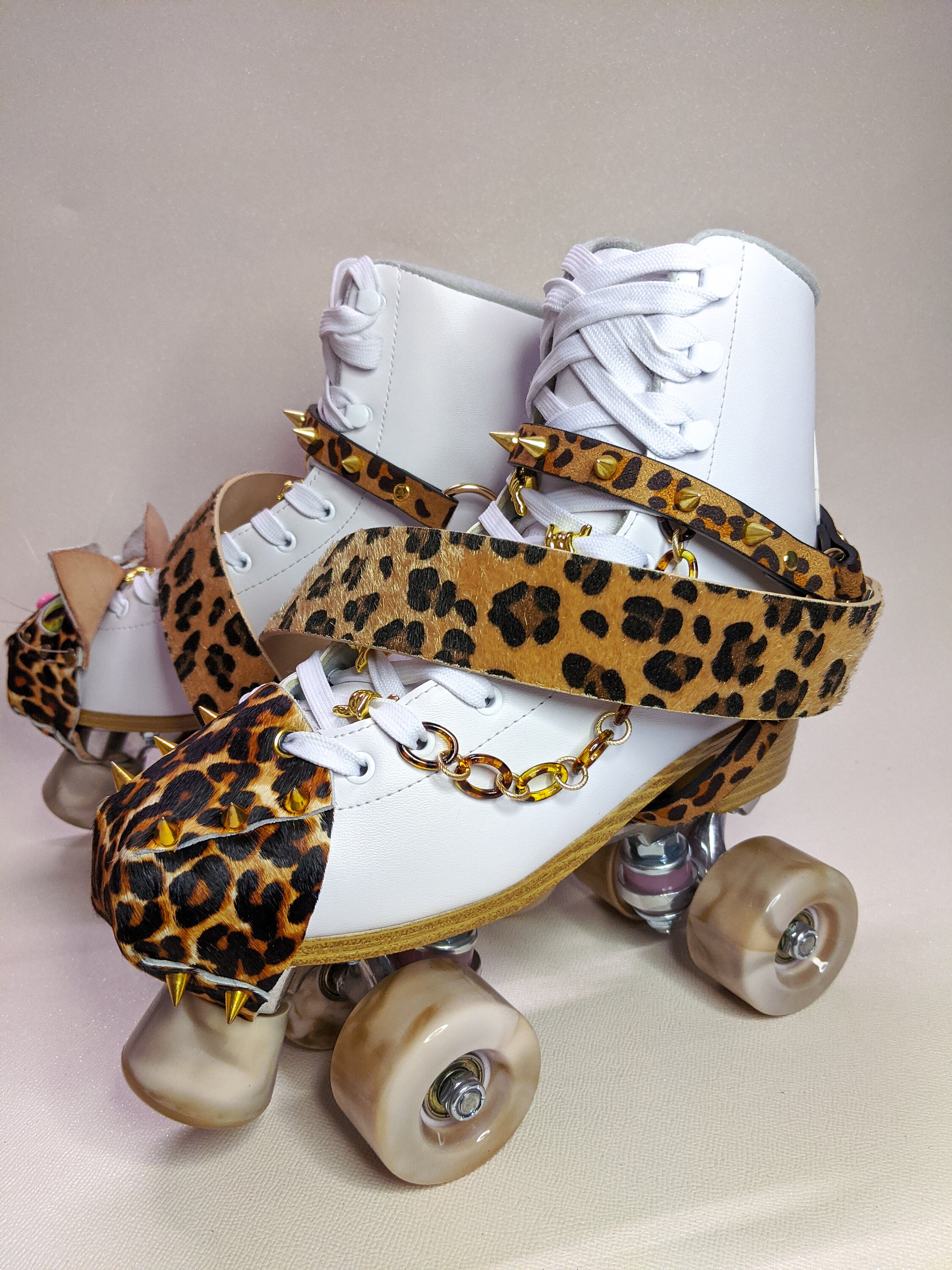 Roller Skate Harness Strap Leash Carry Gold Fuzzy Leopard Etsy