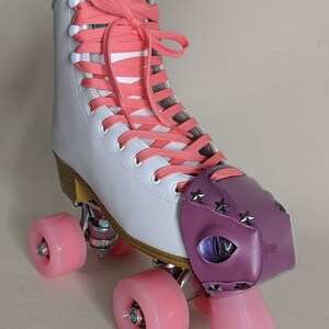 Thick REAL leather toe guards cover Dragon 2 eye roller skate, dragon eye, evil eye. Chose your own Colour Leather! image 7