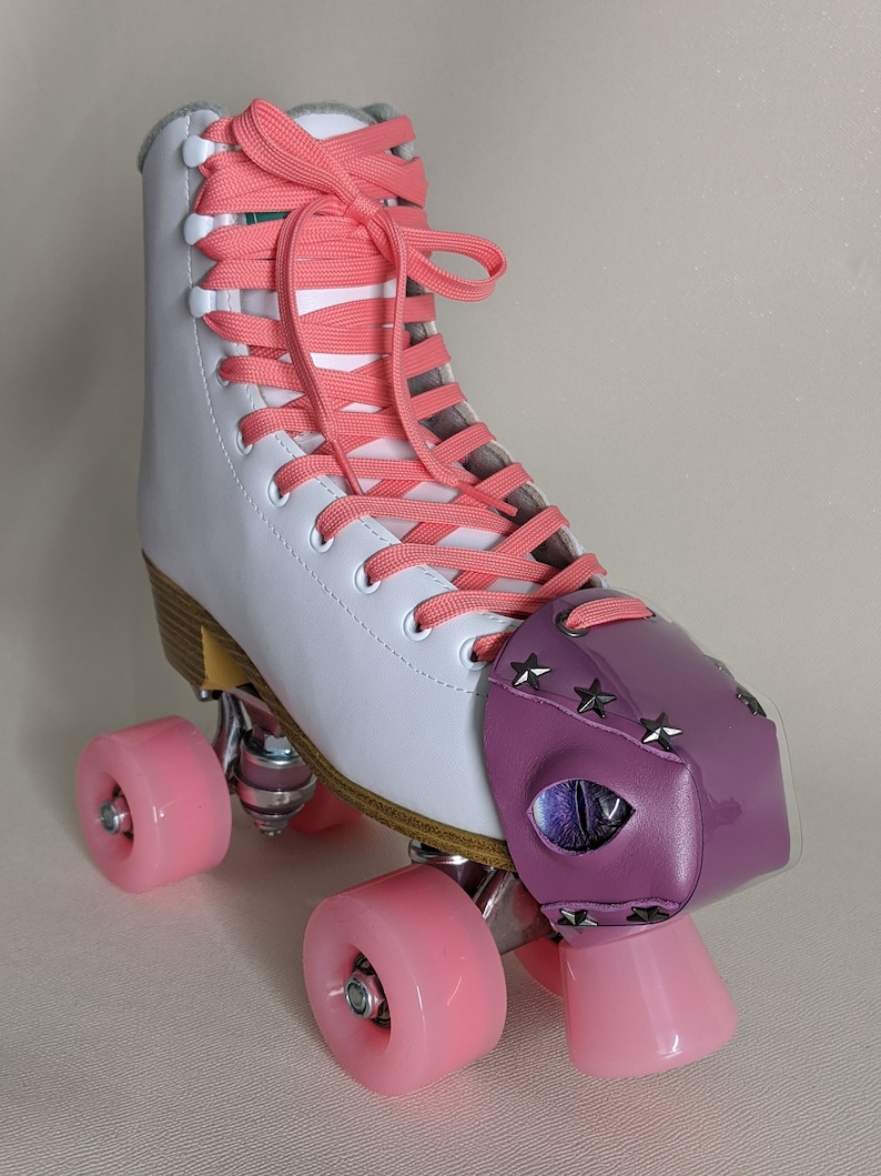 Thick REAL leather toe guards cover Dragon 2 eye roller skate, dragon eye, evil eye. Chose your own Colour Leather! image 7