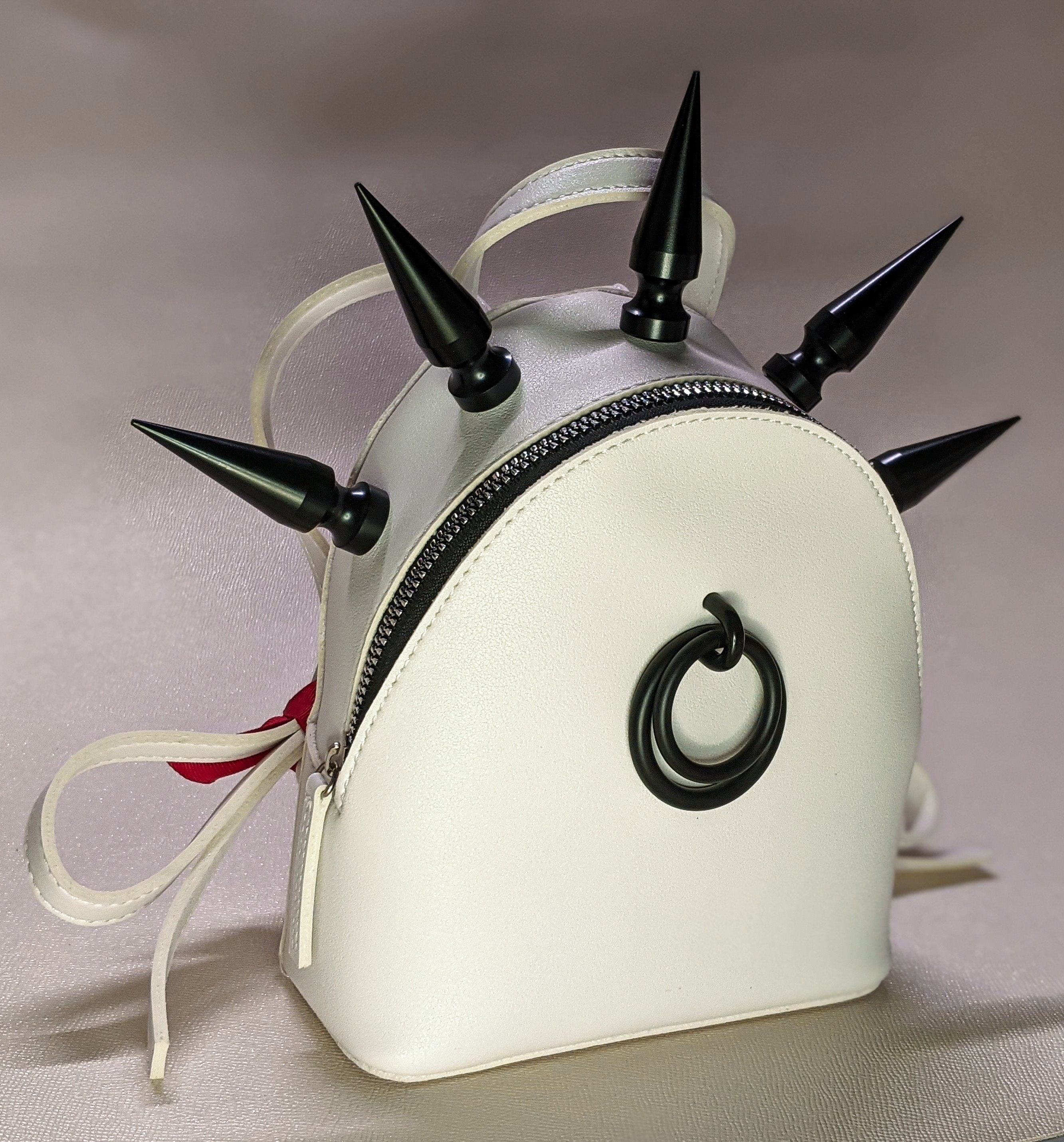 cross studs chain leather backpack 地雷 Mini Vegan Leather Backpack Giant Spikes, O Ring - Etsy