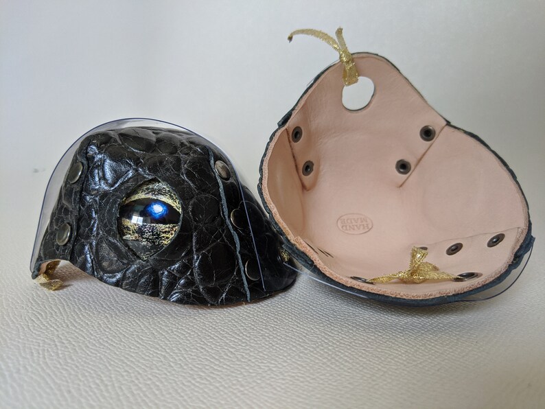 Thick REAL leather toe guards cover Dragon 2 eye roller skate, dragon eye, evil eye. Chose your own Colour Leather! image 4