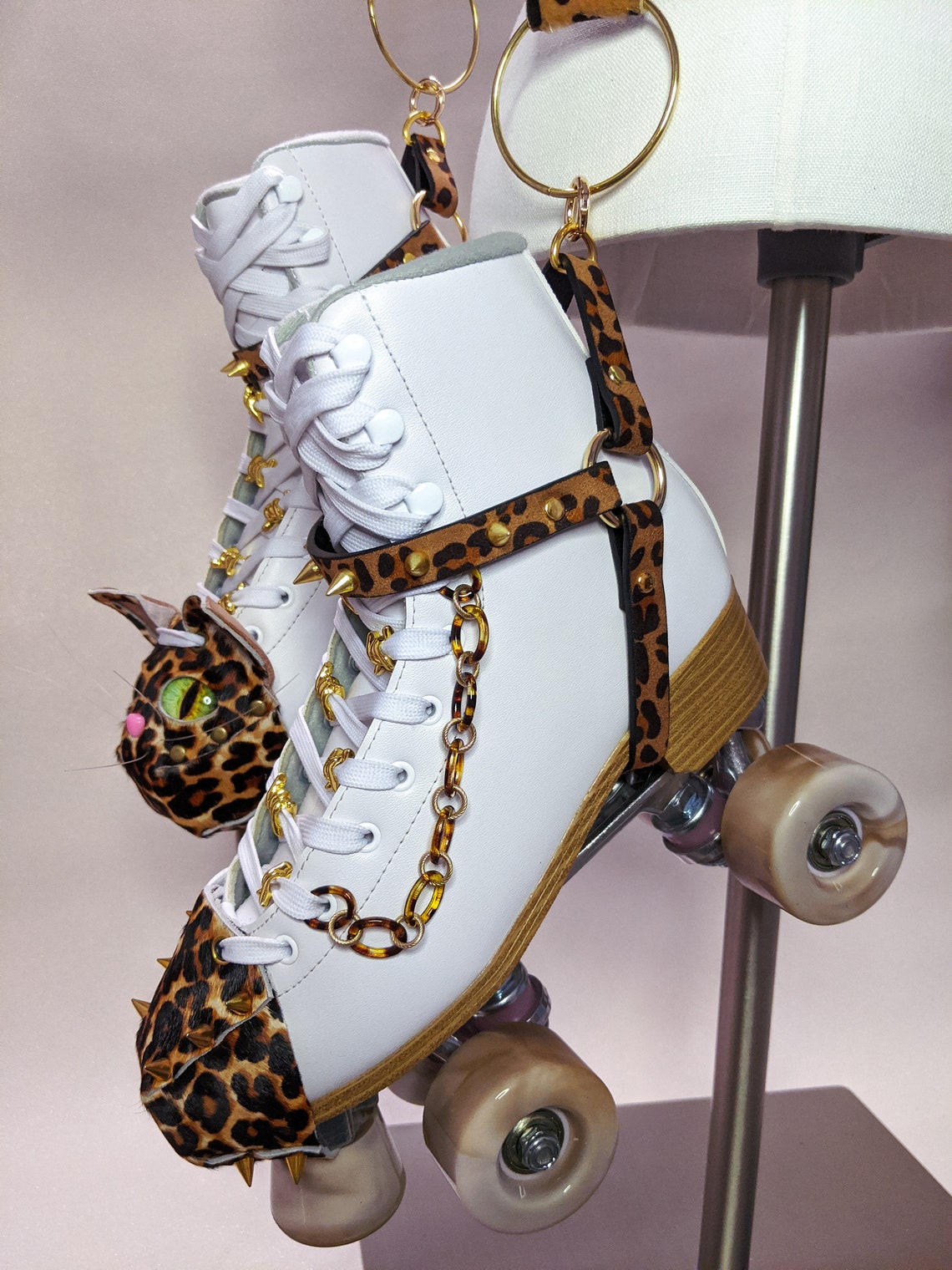 Roller Skate Harness Strap Leash Carry Gold Fuzzy Leopard Etsy