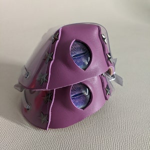 Thick REAL leather toe guards cover Dragon 2 eye roller skate, dragon eye, evil eye. Chose your own Colour Leather! image 2