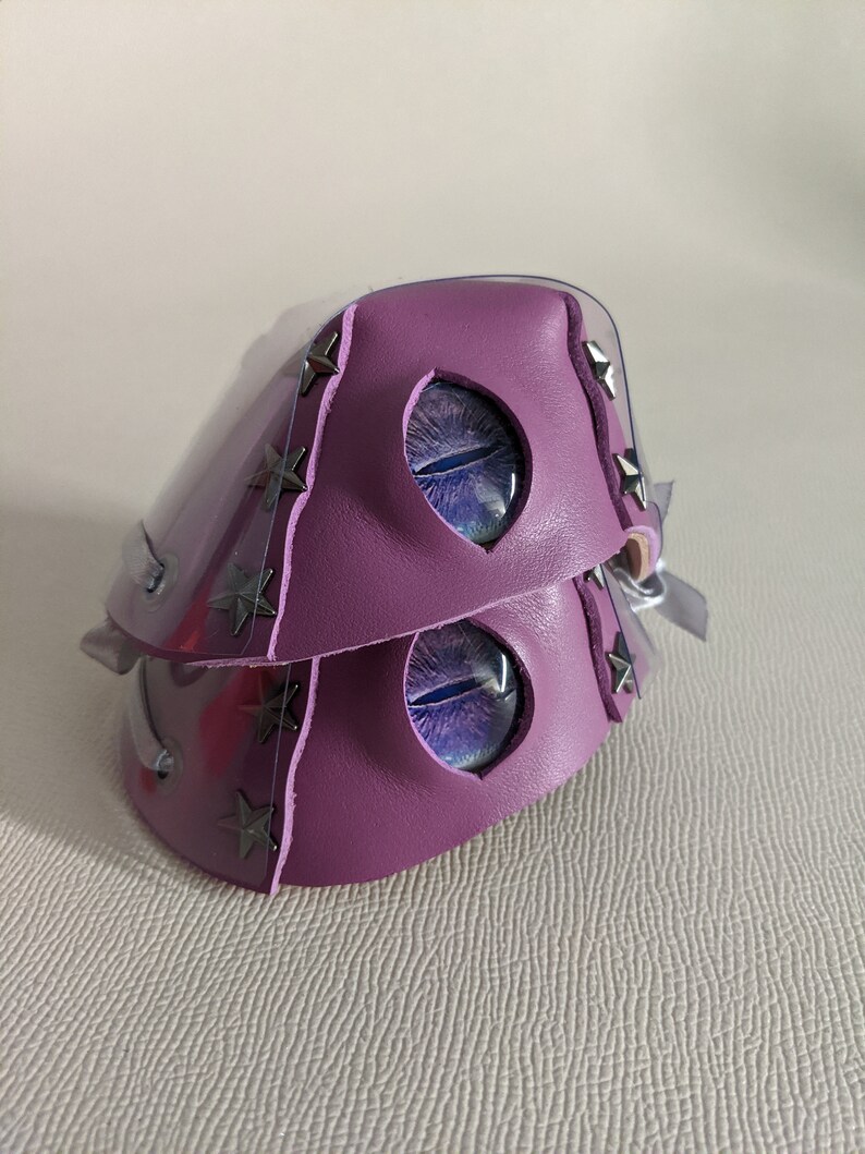 Thick REAL leather toe guards cover Dragon 2 eye roller skate, dragon eye, evil eye. Chose your own Colour Leather! image 2