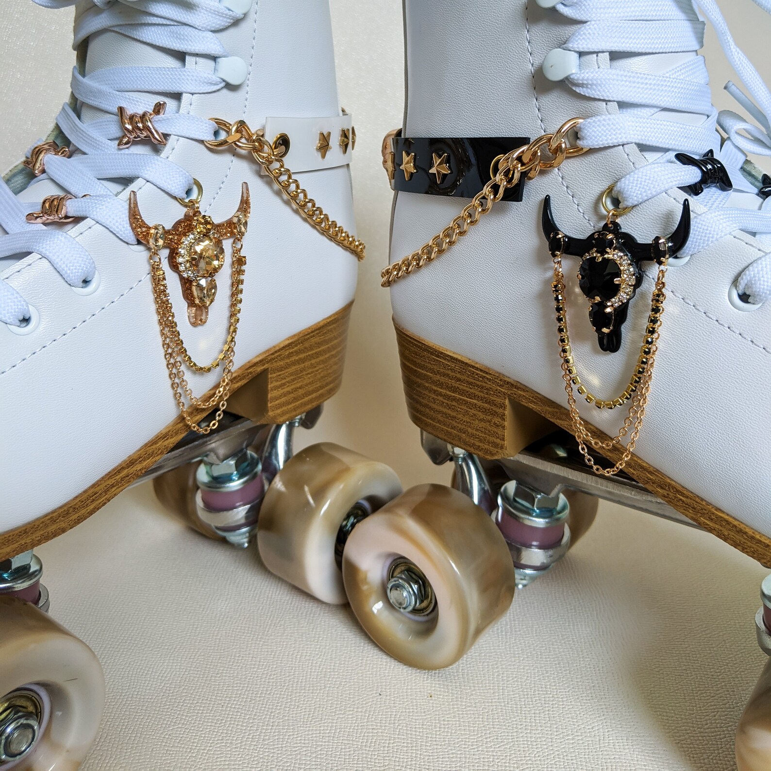 Roller Skate Boot Shoe Lace Accessory Charm Black and Gold Etsy