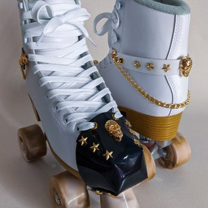 DICKER Rollschuh-Zehenkappenschutz - Schwarz, Weiß, Hochglanz-Vinyl, Schädel
