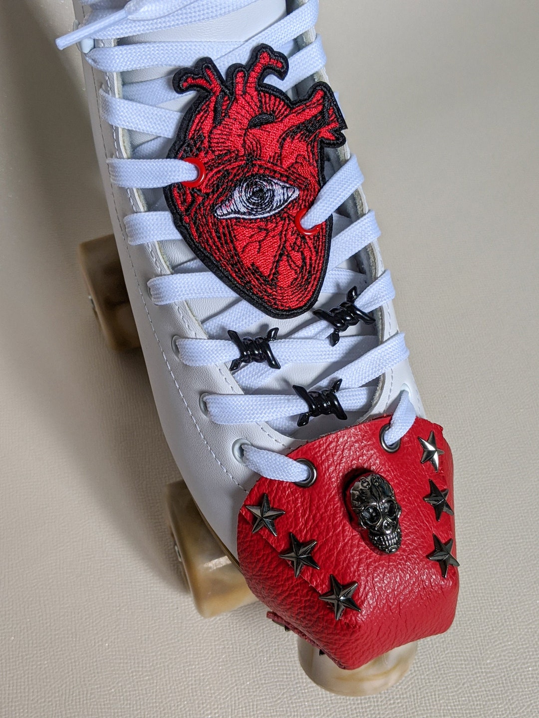 Roller Skate Shoe Patch Laces Accessories Eye Heart Red Etsy
