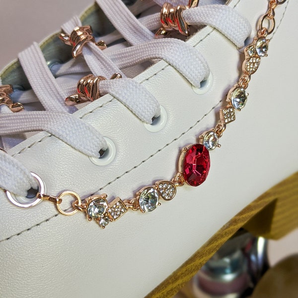 Roségold kette mit rosa Diamant Strass - Geschirrband Accessoire für Sneaker, Skates, Schuhe, Doc Martens