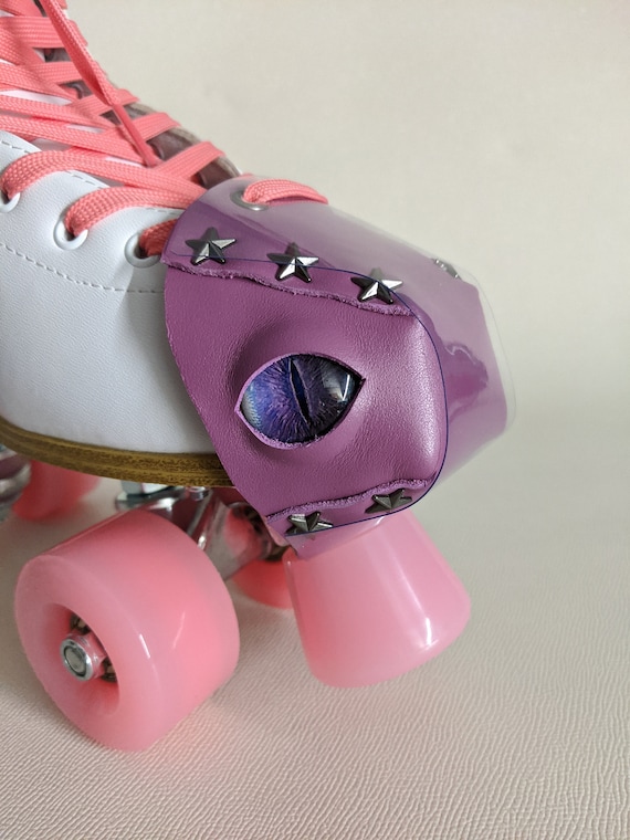 Thick REAL leather toe guards cover Dragon 2 eye roller skate, dragon eye, evil eye. Chose your own Colour Leather!