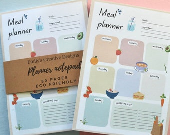 Meal planner notepad, Meal planner fridge notepad, Meal planner, Meal organiser, Wekly meal planner, Daily meal planner, Planner notepad