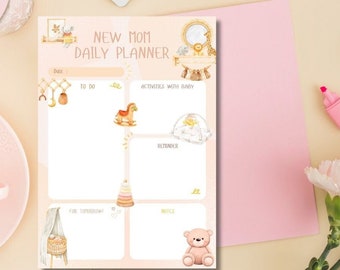 New mom daily planner, Baby daily planner notepad, A5 or A4 planner notepad, new mom task list, new mom organiser, new mom productivity plan