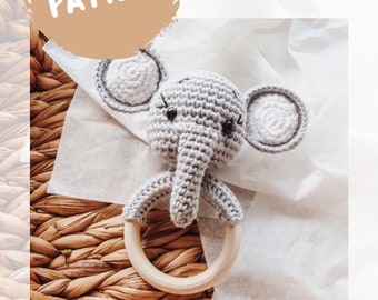 CROCHET PATTERN: safari animal crochet pattern, elephant crochet pattern, rattle pattern, baby toy pattern, baby photoshoot toy