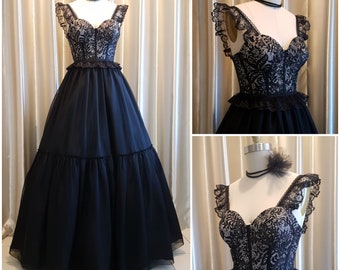 Gothic Formal Black lace dress Made in Australia By Nate - Free shipping