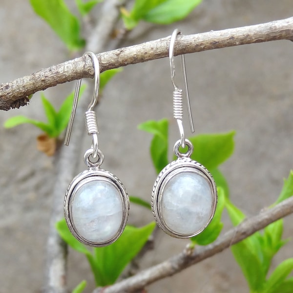 Rainbow Moonstone Earrings, Solid 925 sterling silver, Moonstone June Birthstone Earrings, Designer Earrings, Dangle Earrings,Christmas gift